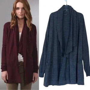 Theory Abie Evian Stretch gray wool blend cardigan pockets Size S